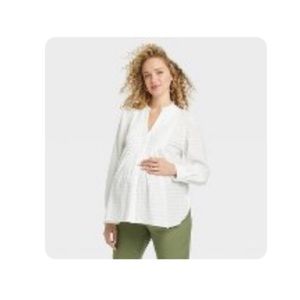 the nines by HATCH maternity long sleeve pintuck cotton shirt sz S